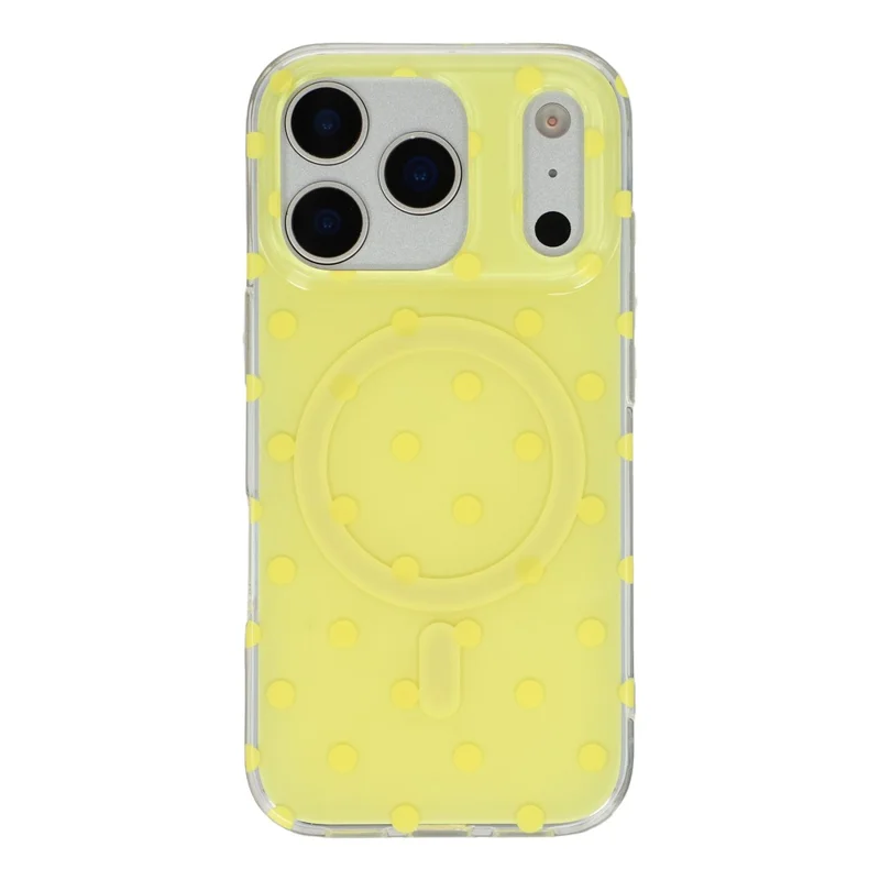 For iPhone 17 Pro Max Case Polka Dot Pattern TPU + PC Phone Cover Compatible with MagSafe - Yellow
