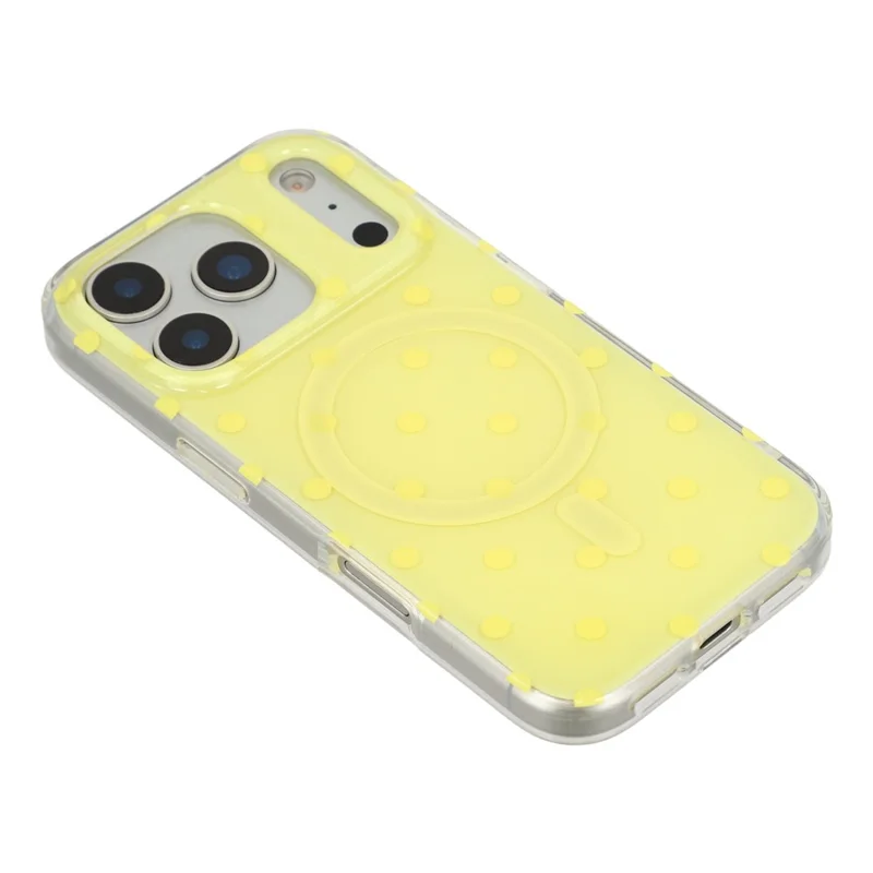 For iPhone 17 Pro Max Case Polka Dot Pattern TPU + PC Phone Cover Compatible with MagSafe - Yellow