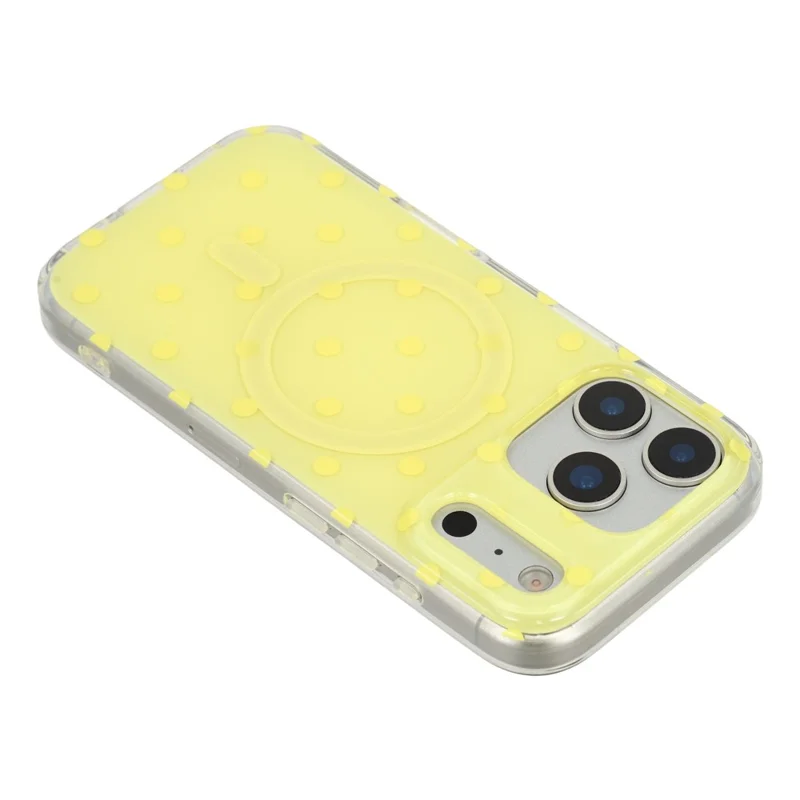 For iPhone 17 Pro Max Case Polka Dot Pattern TPU + PC Phone Cover Compatible with MagSafe - Yellow