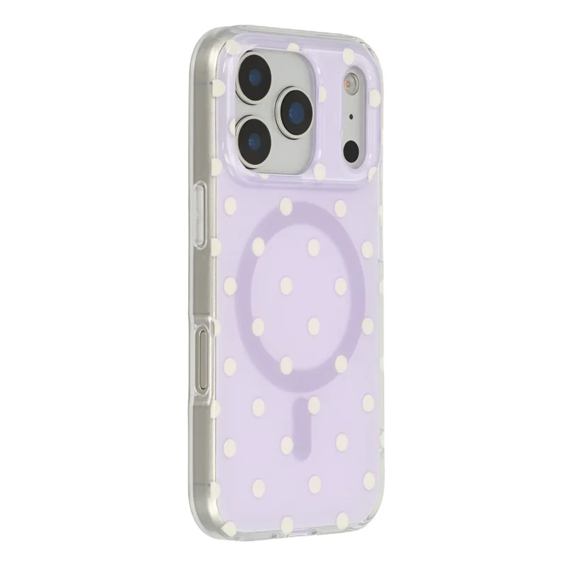 For iPhone 17 Pro Max-hoesje met stippenpatroon TPU + PC telefoonhoes compatibel met MagSafe - Paars