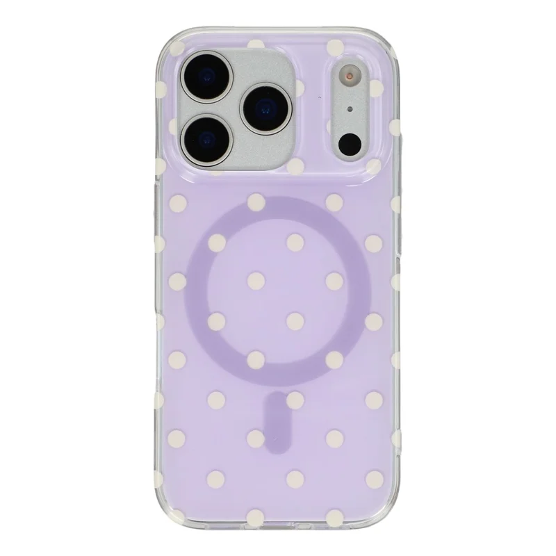 For iPhone 17 Pro Max-hoesje met stippenpatroon TPU + PC telefoonhoes compatibel met MagSafe - Paars