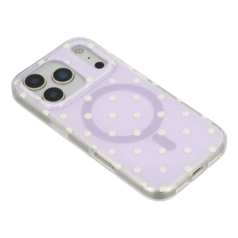 For iPhone 17 Pro Max-hoesje met stippenpatroon TPU + PC telefoonhoes compatibel met MagSafe - Paars
