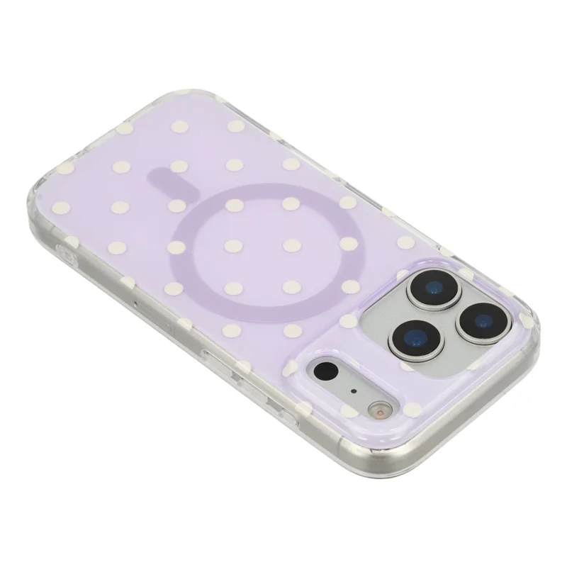 For iPhone 17 Pro Max-hoesje met stippenpatroon TPU + PC telefoonhoes compatibel met MagSafe - Paars