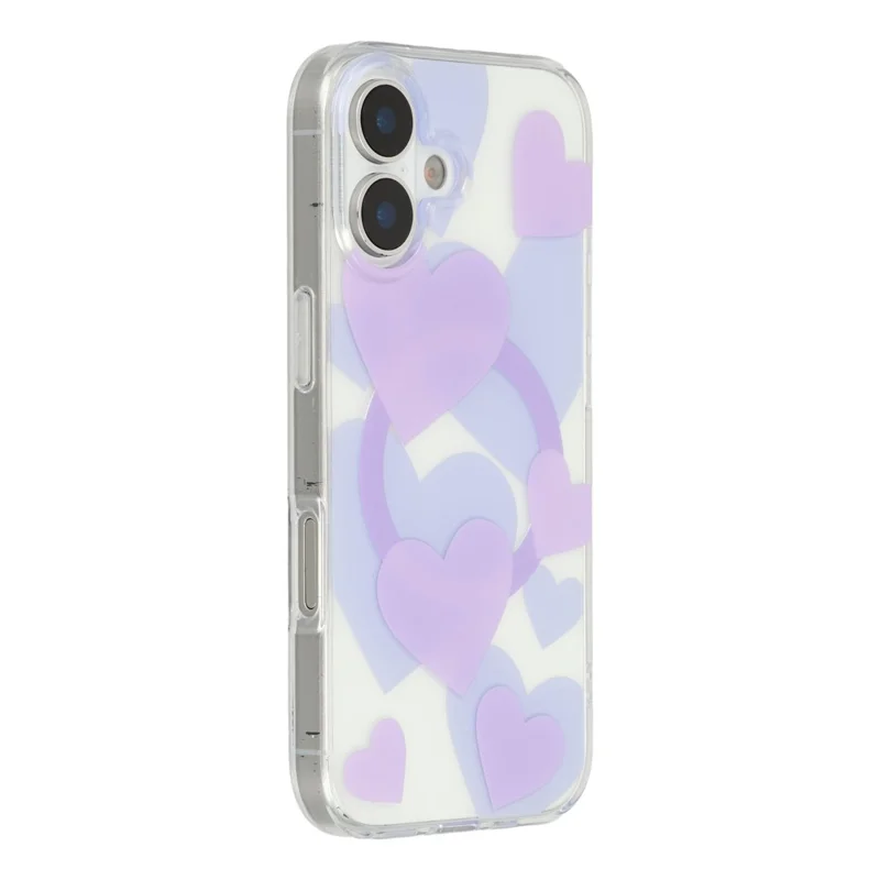 For iPhone 17 Case Heart Pattern TPU + PC Protective Phone Cover Compatible with MagSafe - Purple