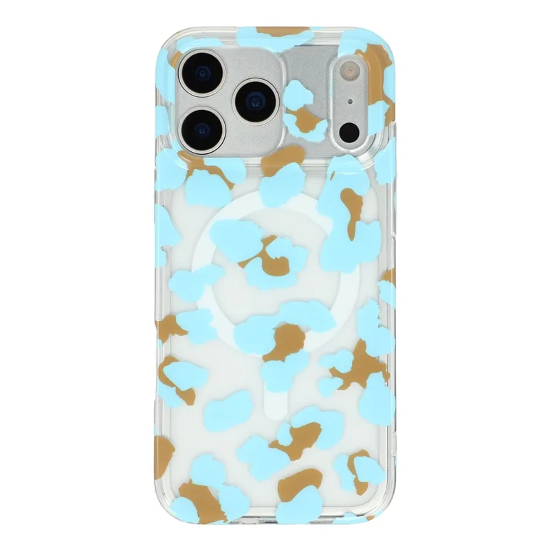 For iPhone 17 Pro Max Magnetic Case Hollow Leopard Print Design TPU PC Phone Back Cover - Style 7