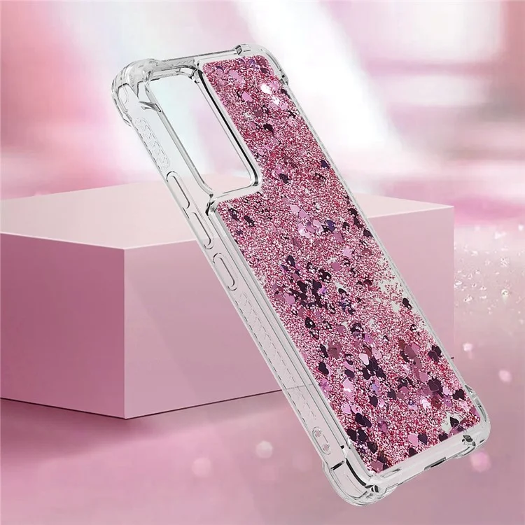 For Xiaomi 12 Lite 5G TPU Case Glitter Quicksand Shockproof Phone Back Cover - Rose Gold / Hearts