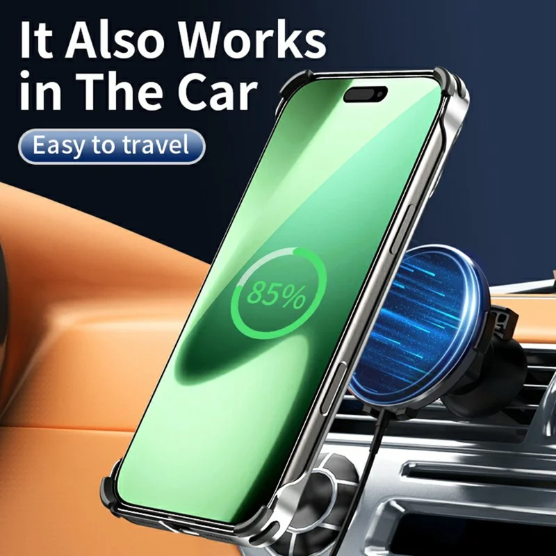 Auspicious Cloud Series For iPhone 17 Hollow Case Aluminum Alloy Kickstand Magnetic Phone Cover - Grey