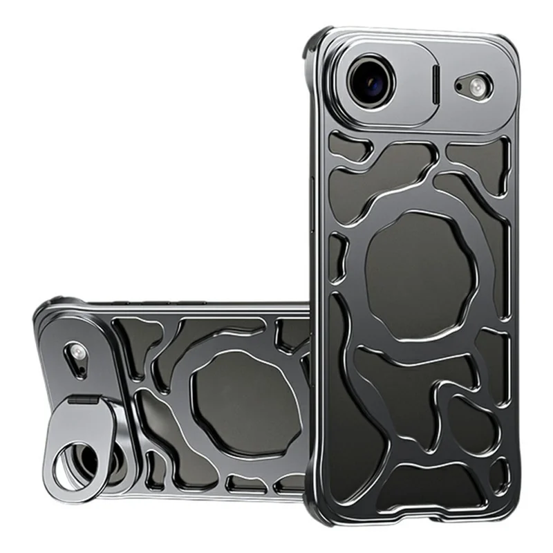 Auspicious Cloud Series For iPhone Air Hollow Case Aluminum Alloy Kickstand Magnetic Phone Cover - Grey