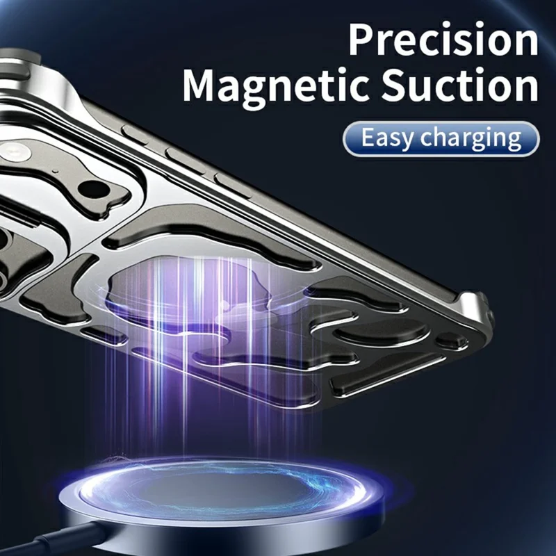 Auspicious Cloud Series For iPhone Air Hollow Case Aluminum Alloy Kickstand Magnetic Phone Cover - Grey