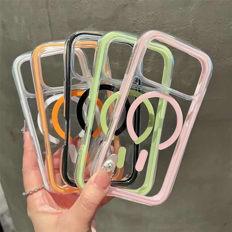 For iPhone 17 Pro Case Compatible with MagSafe Air Cushion Anti Drop TPU Phone Back Cover - White