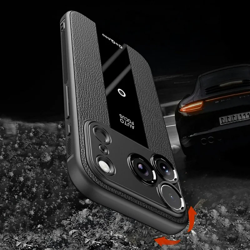 Q.COO For iPhone 17 Pro Max Case Shockproof PU + TPU + Acrylic Phone Cover - Black