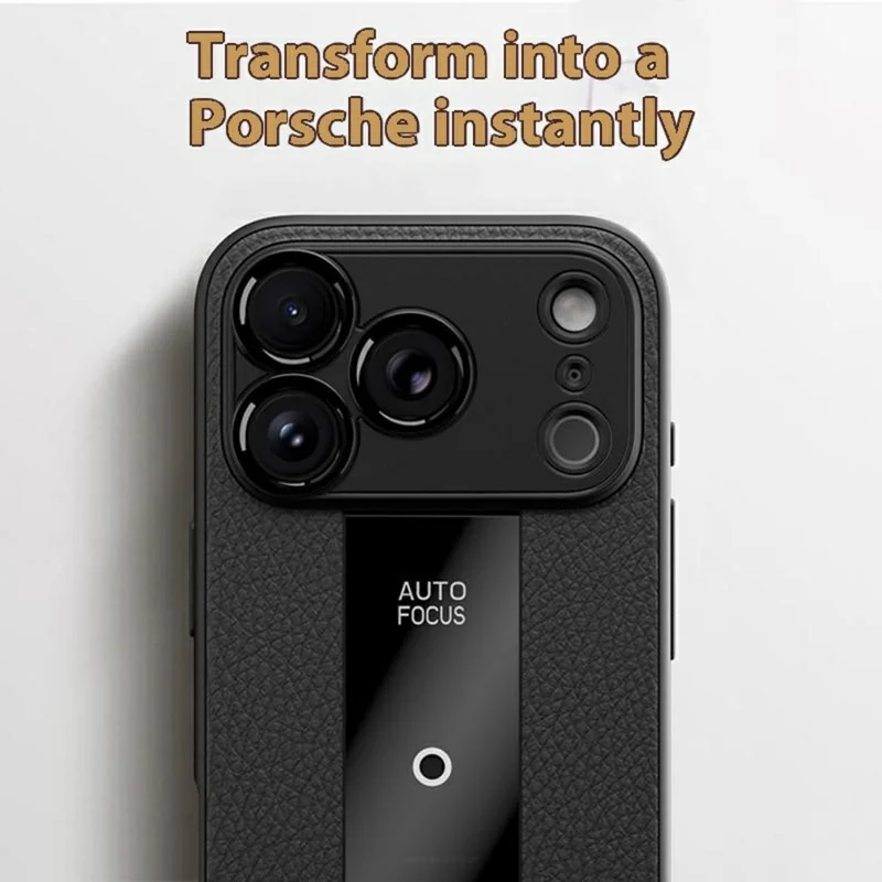 Q.COO For iPhone 17 Pro Max Case Shockproof PU + TPU + Acrylic Phone Cover - Black