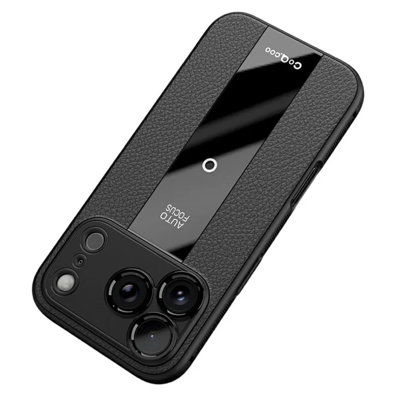 Q.COO For iPhone 17 Pro Case Shockproof PU + TPU + Acrylic Phone Cover - Black