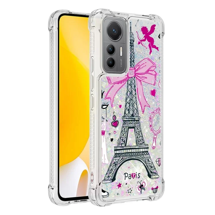 YB Quicksand Series-2 Pour Xiaomi 12 Lite 5G Pattern Printing Téléphone TPU Shell Scratch Scratch Resistant Glittery Quicks Sands Hever Hever - Miroir / la Tour