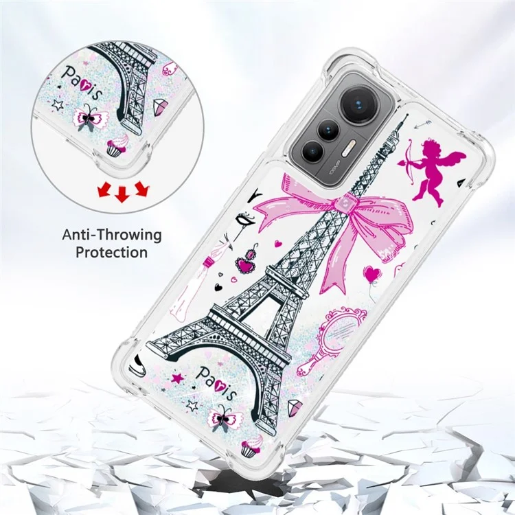 YB Quicksand Series-2 Pour Xiaomi 12 Lite 5G Pattern Printing Téléphone TPU Shell Scratch Scratch Resistant Glittery Quicks Sands Hever Hever - Miroir / la Tour