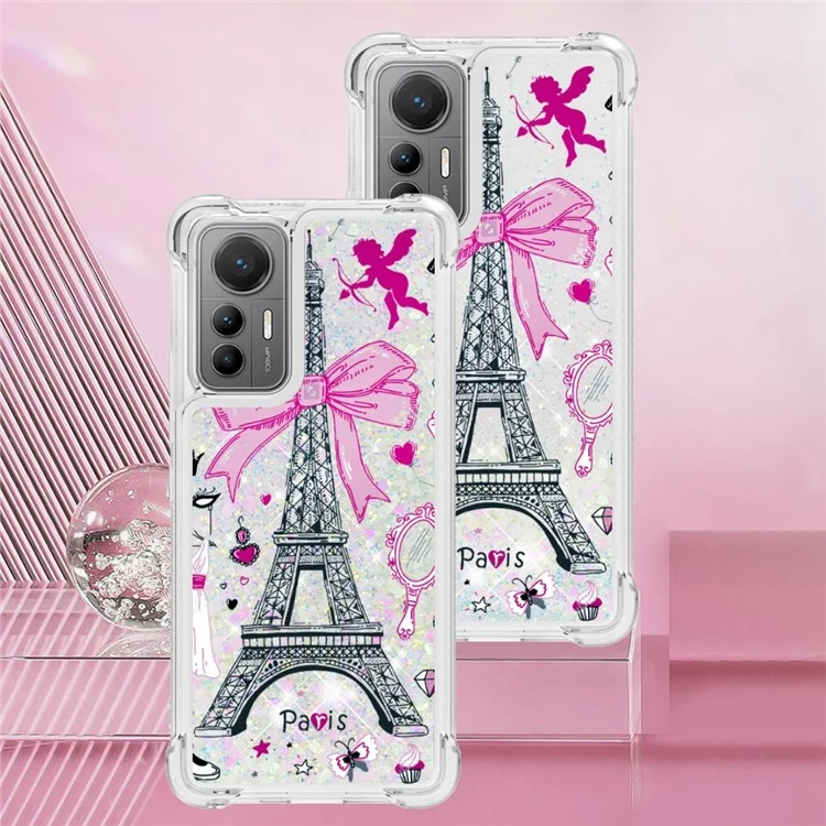 For Xiaomi 12 Lite 5G TPU Case with Quicksand and Pattern Printed - Mirror / Tower