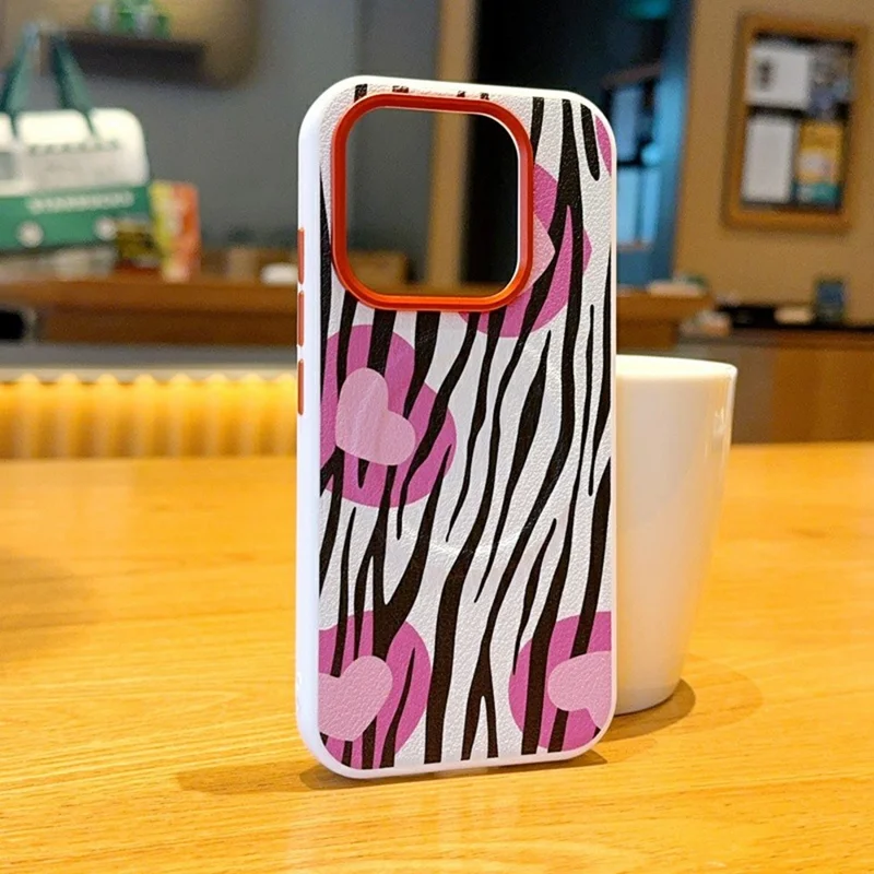 Xiaomi 17 Hülle kompatibel mit MagSafe Herz Zebra Muster Leder beschichtete PC Handyhülle