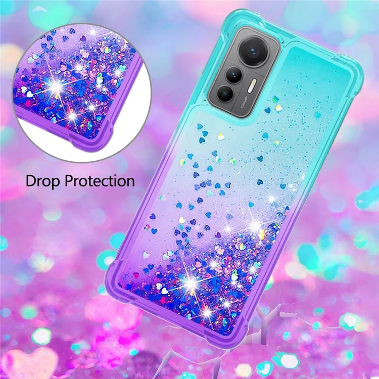 For Xiaomi 12 Lite 5G TPU Case Gradient Quicksand Phone Back Cover - Sky Blue / Purple