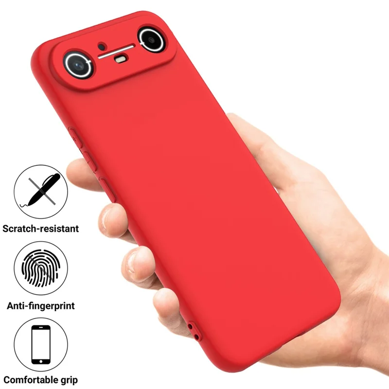 For TECNO Pova Slim 5G  /  Spark Slim 4G Liquid Silicone Case Phone Back Cover with Hand Strap - Red