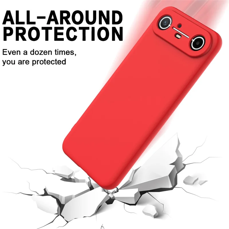For TECNO Pova Slim 5G  /  Spark Slim 4G Liquid Silicone Case Phone Back Cover with Hand Strap - Red