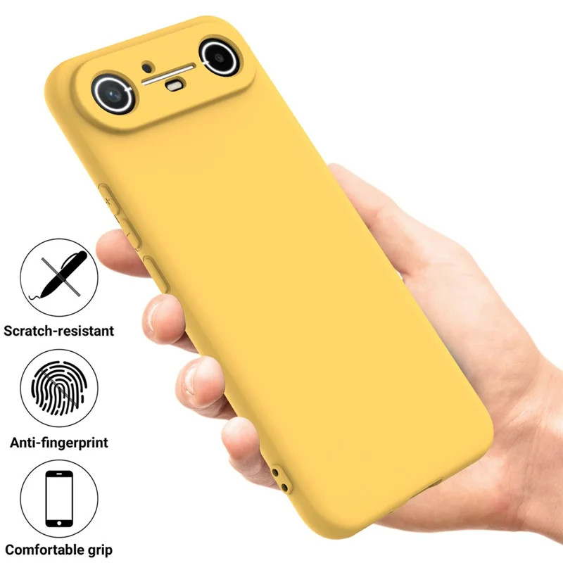 For TECNO Pova Slim 5G  /  Spark Slim 4G Liquid Silicone Case Phone Back Cover with Hand Strap - Yellow