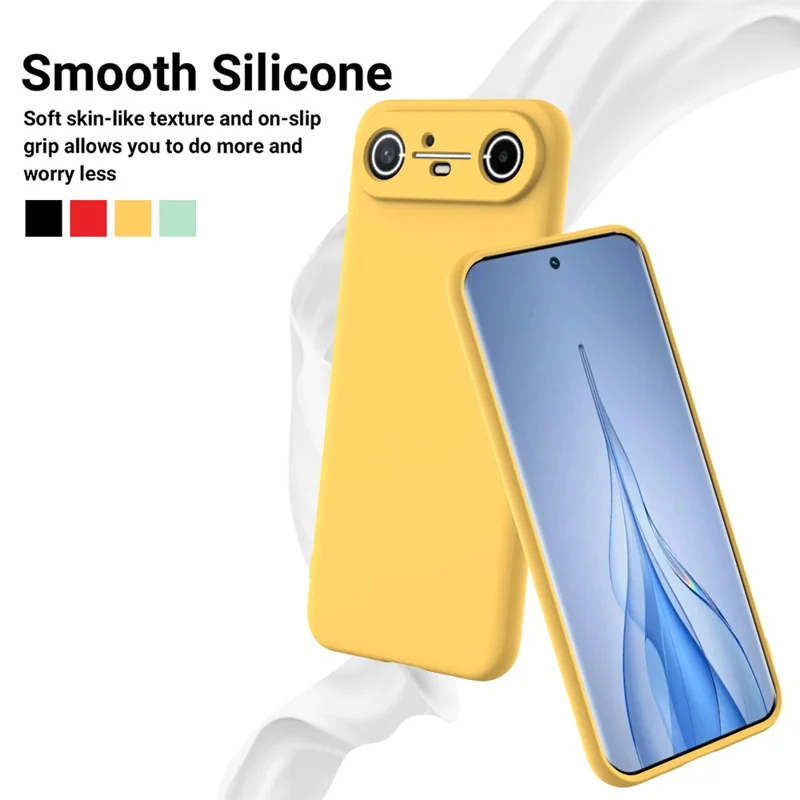 For TECNO Pova Slim 5G  /  Spark Slim 4G Liquid Silicone Case Phone Back Cover with Hand Strap - Yellow
