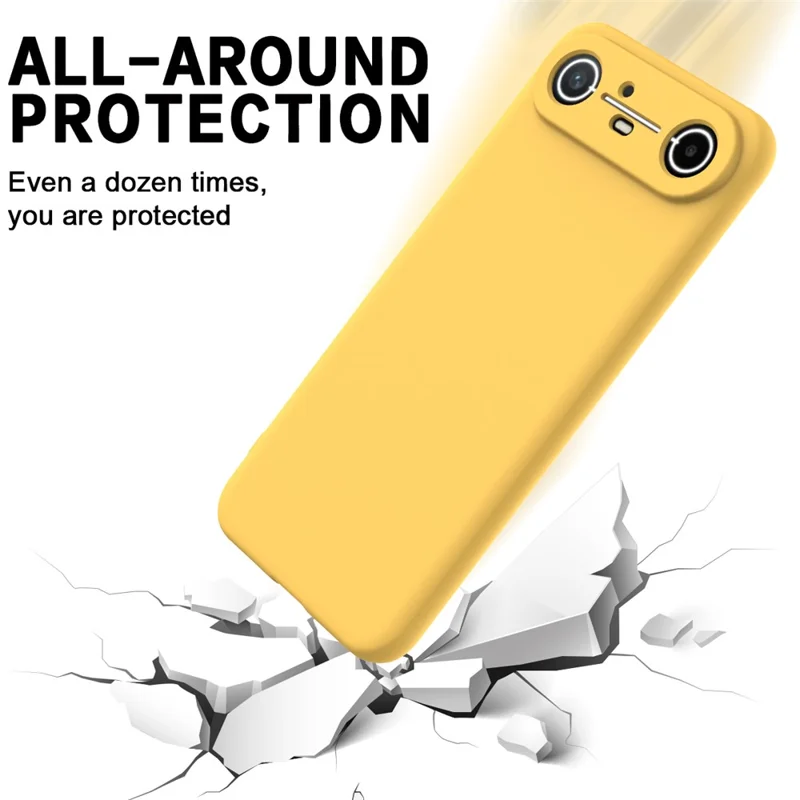 For TECNO Pova Slim 5G  /  Spark Slim 4G Liquid Silicone Case Phone Back Cover with Hand Strap - Yellow