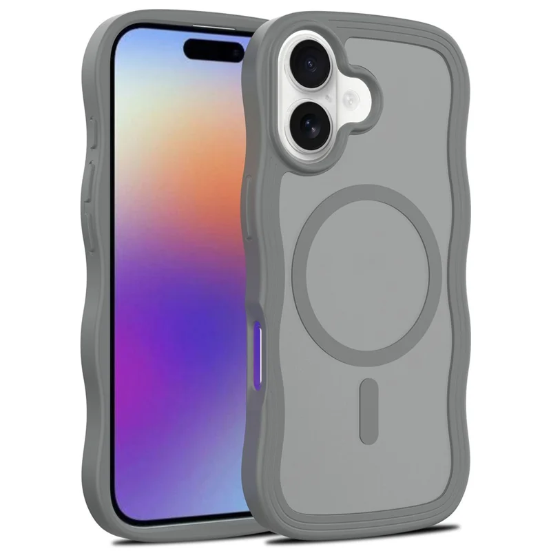 Bulk Purchasing For iPhone 16 Plus Case Wave Edge PC + TPU Matte Phone Cover Compatible with MagSafe - Dark Grey
