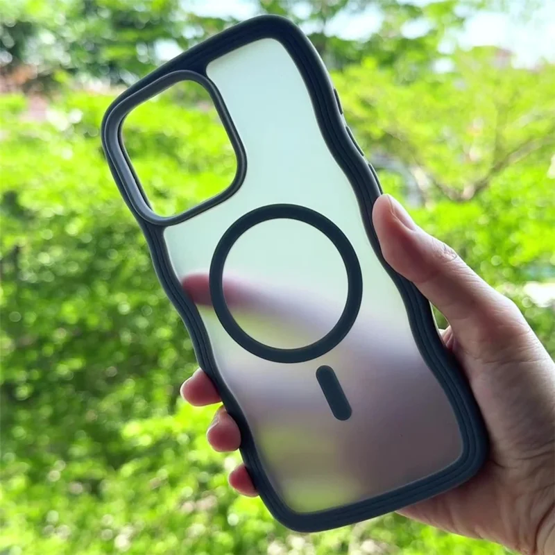 Bulk Purchasing For iPhone 16 Plus Case Wave Edge PC + TPU Matte Phone Cover Compatible with MagSafe - Dark Grey