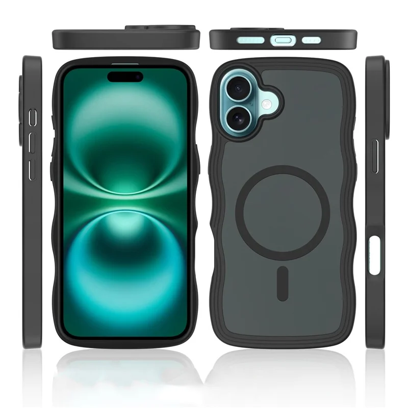Bulk Purchasing For iPhone 16 Plus Case Wave Edge PC + TPU Matte Phone Cover Compatible with MagSafe - Dark Grey