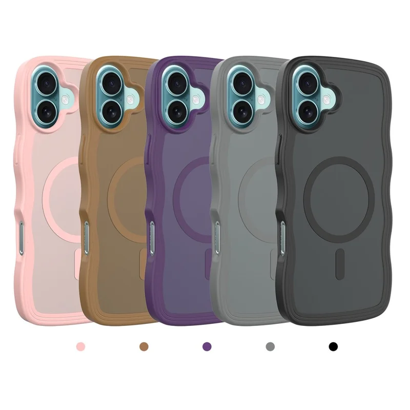 Bulk Purchasing For iPhone 16 Plus Case Wave Edge PC + TPU Matte Phone Cover Compatible with MagSafe - Dark Grey