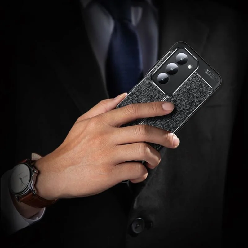 Xiaomi Redmi 15 5G (Global) (169 mm) taske med loddentekstur i TPU, fleksibel telefonbeskyttelse, sort