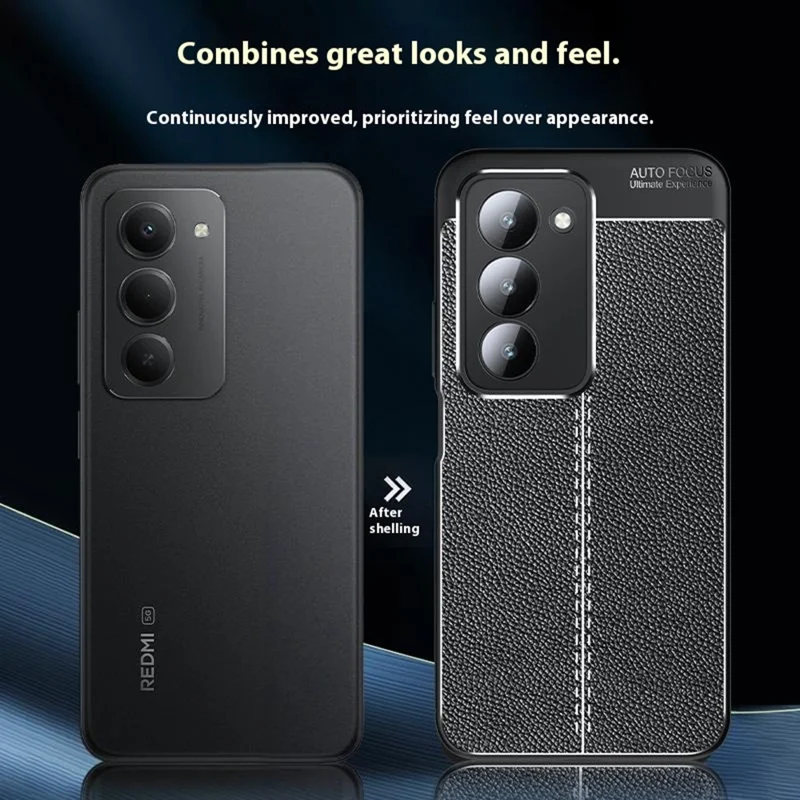 Xiaomi Redmi 15 5G (Global) (169 mm) taske med loddentekstur i TPU, fleksibel telefonbeskyttelse, sort