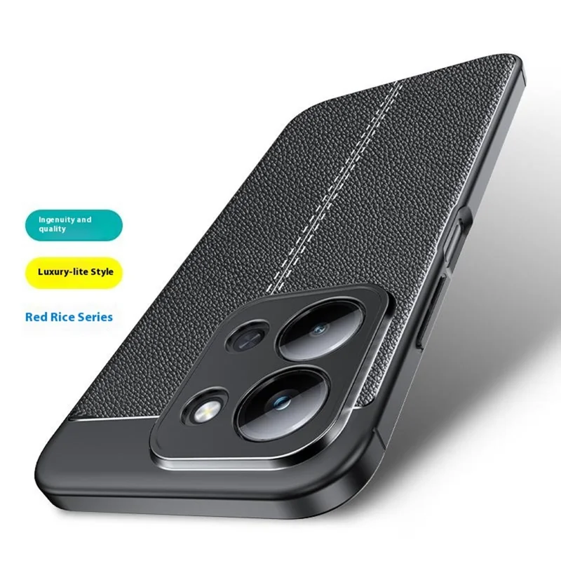 TPU Case For Xiaomi Redmi 15C 5G (EU) (173mm)  /  4G (EU) (173mm)  /  Poco C85 4G (173mm) Litchi Texture Flexible Phone Cover, Black