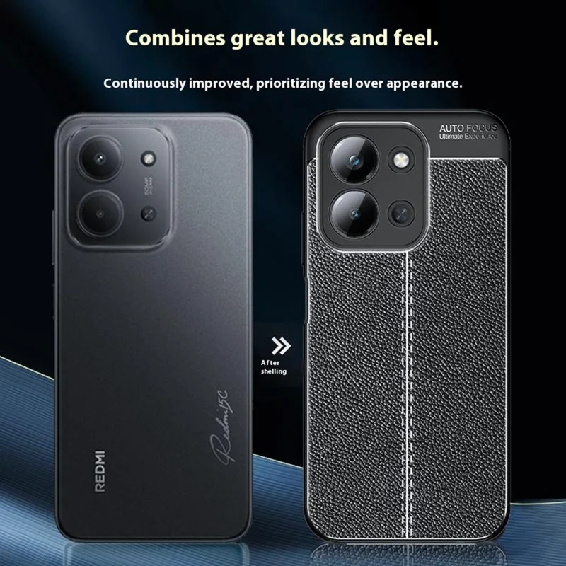 TPU Case For Xiaomi Redmi 15C 5G (EU) (173mm)  /  4G (EU) (173mm)  /  Poco C85 4G (173mm) Litchi Texture Flexible Phone Cover, Black