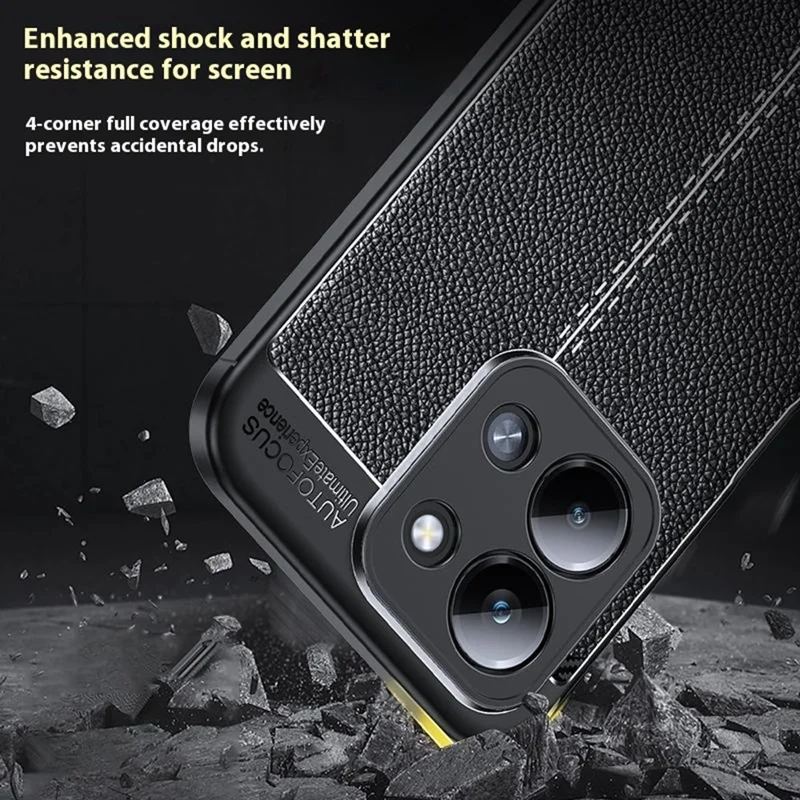 TPU Case For Xiaomi Redmi 15C 5G (EU) (173mm)  /  4G (EU) (173mm)  /  Poco C85 4G (173mm) Litchi Texture Flexible Phone Cover, Black