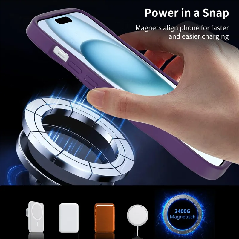 Bulk Purchasing For iPhone 15 Plus Case Wave Edge PC + TPU Matte Phone Cover Compatible with MagSafe - Dark Purple