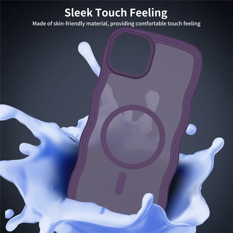 Bulk Purchasing For iPhone 15 Plus Case Wave Edge PC + TPU Matte Phone Cover Compatible with MagSafe - Dark Purple