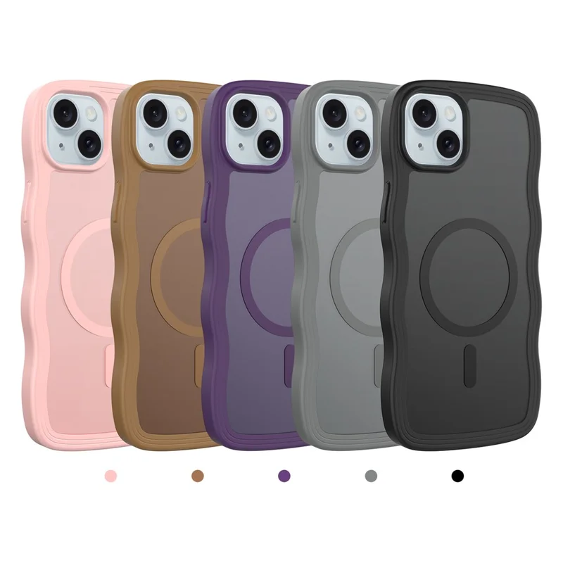 Bulk Purchasing For iPhone 15 Plus Case Wave Edge PC + TPU Matte Phone Cover Compatible with MagSafe - Dark Purple