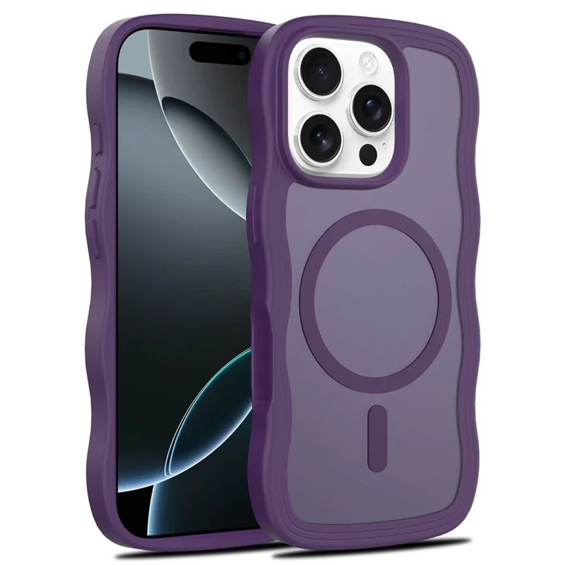 Bulk Purchasing For iPhone 15 Pro Max Case Wave Edge PC + TPU Matte Phone Cover Compatible with MagSafe - Dark Purple