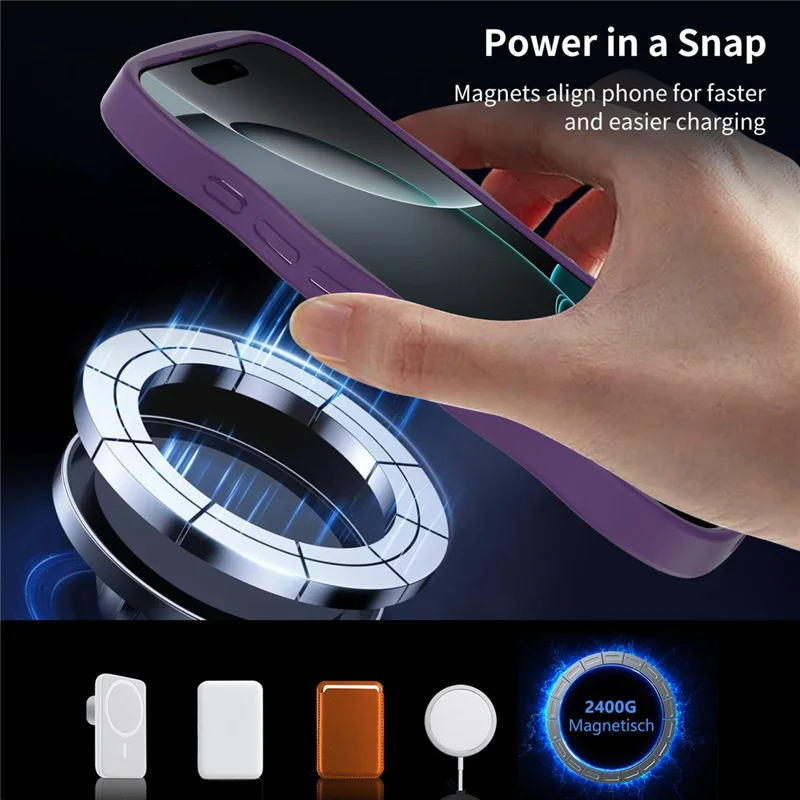 Bulk Purchasing For iPhone 15 Pro Max Case Wave Edge PC + TPU Matte Phone Cover Compatible with MagSafe - Dark Purple