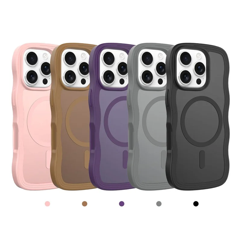Bulk Purchasing For iPhone 15 Pro Max Case Wave Edge PC + TPU Matte Phone Cover Compatible with MagSafe - Dark Purple