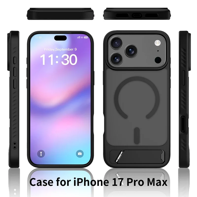 Compra em Massa para Capa iPhone 17 Pro Max Compatível com MagSafe Pele Sensível PC + Capa de Telefone Suporte TPU - Preto