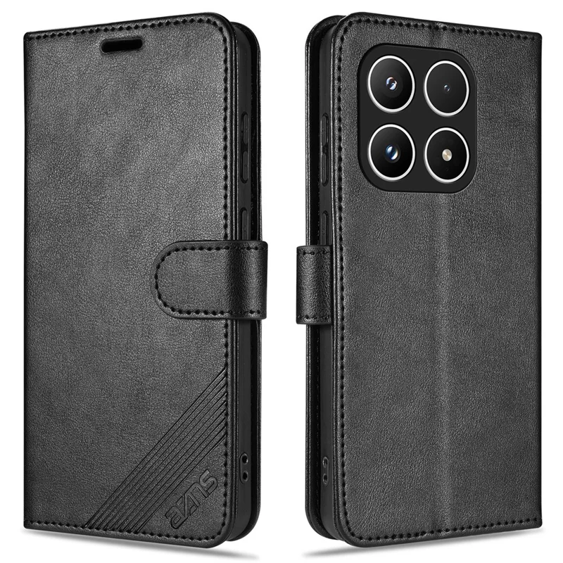 AZNS Etui na Xiaomi 15T, antyrysikowe etui z półprzezroczystej skóry PU z podstawką i portfelem - Czarny