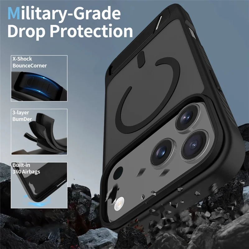 Compra a granel de la Funda para iPhone 17 Pro Compatible con MagSafe Skin Feel PC + Cubierta de Teléfono con Soporte de TPU - Negro