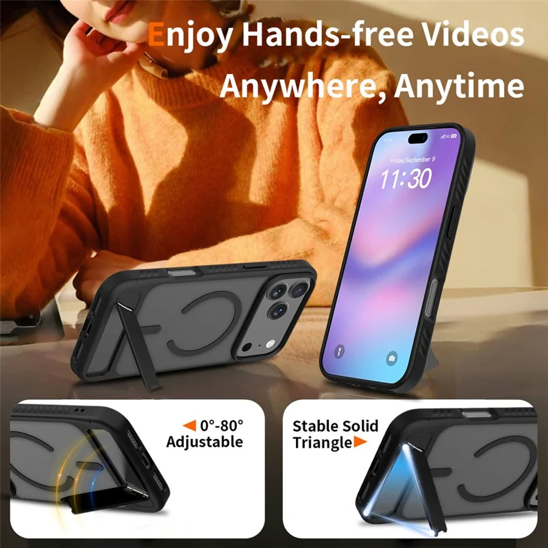 Compra a granel de la Funda para iPhone 17 Pro Compatible con MagSafe Skin Feel PC + Cubierta de Teléfono con Soporte de TPU - Negro