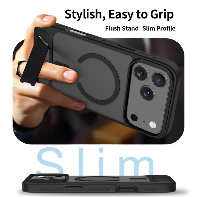 Compra a granel de la Funda para iPhone 17 Pro Compatible con MagSafe Skin Feel PC + Cubierta de Teléfono con Soporte de TPU - Negro