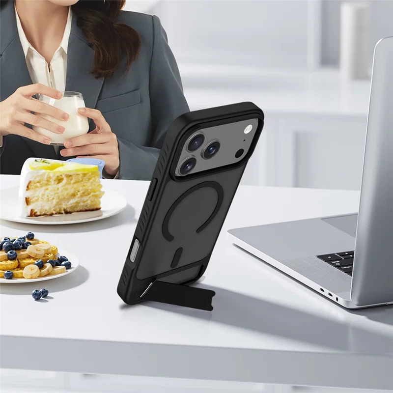 Compra a granel de la Funda para iPhone 17 Pro Compatible con MagSafe Skin Feel PC + Cubierta de Teléfono con Soporte de TPU - Negro