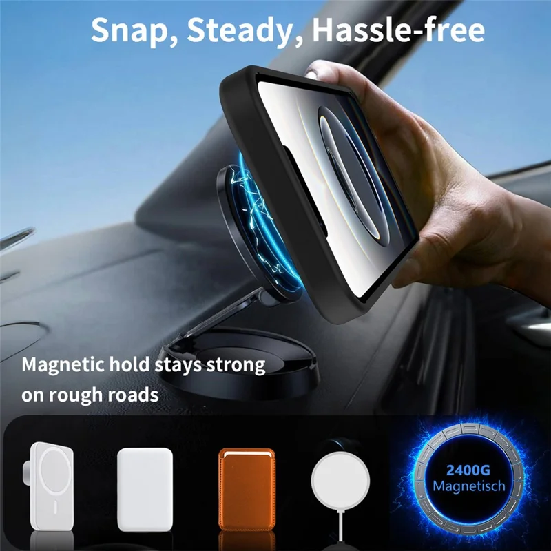 Acquisto all'ingrosso per custodia iPhone 16e compatibile con MagSafe Skin Feel PC + Custodia per telefono TPU con supporto - Nero