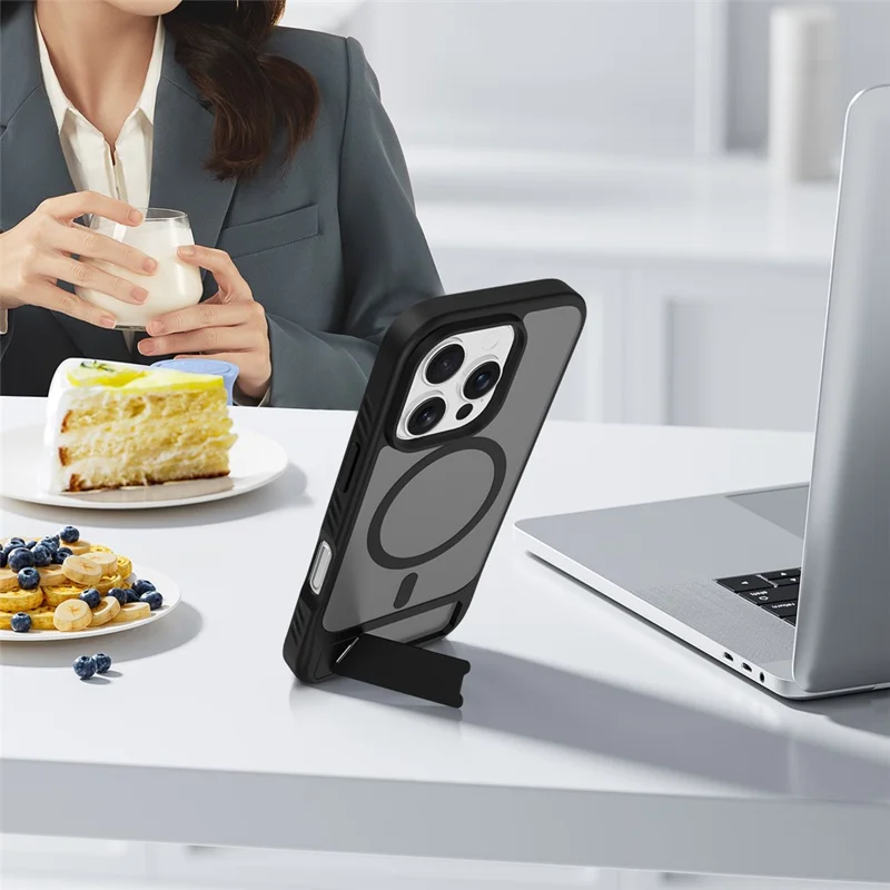 Großeinkauf für iPhone 16 Pro Hülle kompatibel mit MagSafe Skin Feel PC + TPU Ständer Handyhülle - Schwarz